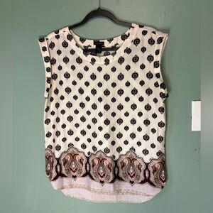 Ann Taylor Black and Cream Patterned Blouse